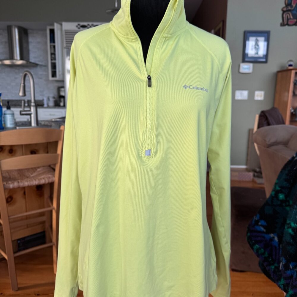 Columbia Omni Heat Athletic Jacket Neon Yellow Quarter Zipper Large